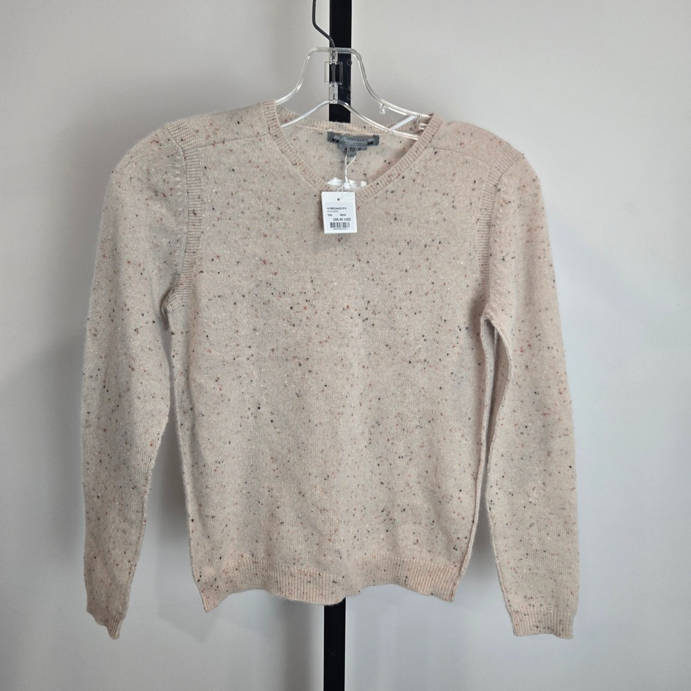 Bonpoint Kids 100% Cashmere Confetti V-Neck Sweater Jumper Size 10 Luxury Preppy